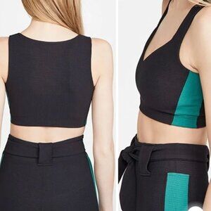 Years Of Ours Thermal Slope Contrast Sports Bra -Winter Green & Black Medium $77